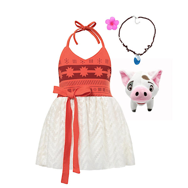 Disney Flickor Kostym Vaiana Klänning Sommar Barn Kalas Moana Prinsessa Cosplay Husdjur Gris Kyckling Set Halloween Förklädnad P Moana Set12 3T (110)