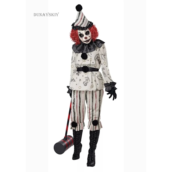 Clown Cosplay Kostym Halloween Fest Herr Dam Cos Dräkter Outfit Uniform Barn Rollspel Fest Natt Clown XXL KID