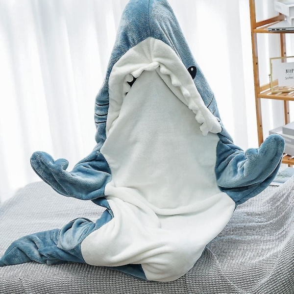 Shark Blanket Hoodie Vuxen - Shark Onesie Adult Bärbar Filt - Shark Filt Super Soft Mysig Flanell Hoodie Shark Sovsäck 190cm