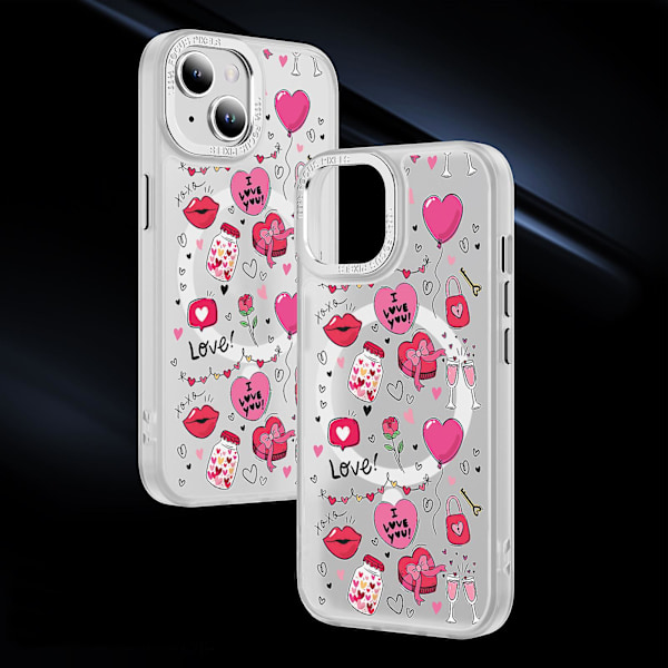 Creative Painted Pattern Matt Magsafe Magnetic Phone Case Lämplig för Iphone 15 Case och andra modeller Style H Transparent Ypcx0265