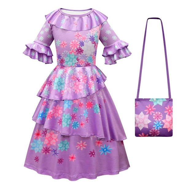 Blomster Encanto Kostym Isabella Charm Klänning Flickprinsessklänning Fantasy Fest Barnkläder 9 2-3T(Size 100)