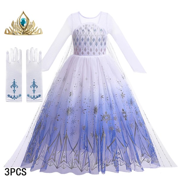 Disney Frozen Elsa Klänning för Flickor Snödrottning Anna Klänning Lyxklänningar Karneval Halloween Flickor Cosplay Kostym Frozen Kostym P Elsa Dress 4-5Y (120)