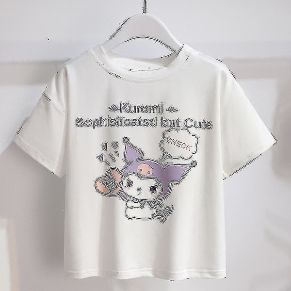 Sanrios Cartoon Kawaii Flickor Vit T-shirt Kostym Kuromi Söt Sommar Kortärmad College Jk Uniform Kjol Barn Fashionabla Kjol Kuromi3 150cm