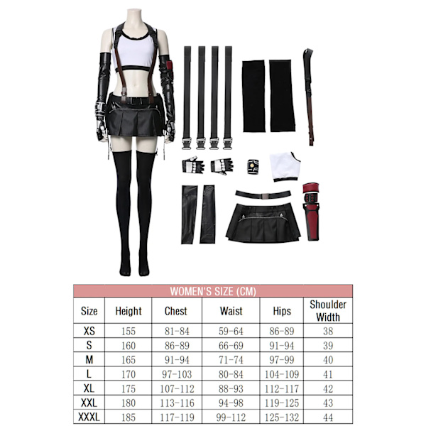 Tifa Kvinnors Cosplay Baddräkt Anime Spel Final Cos Fantasy VII Peruk Mössa Sexig Underkläder Kvinnlig Halloween Fest Roll Fantasia Outfit L Female D