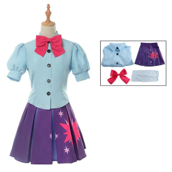 Twilight Sparkle Kostym Människa Klänning Cosplay Kostym Sailor Skjorta Kort Klänning Halloween Karneval Fest Uniform Set XXL A2