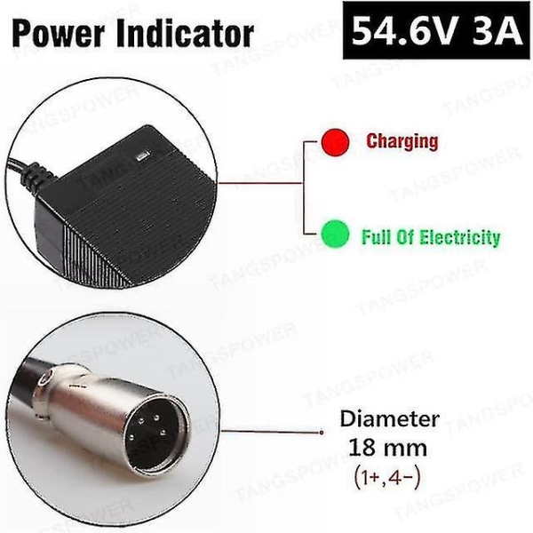 54,6v 3a litiumbatteriladdare Elcykelladdare Kompatibel 13s 48v Li-ion batteriladdare-b 4-pin xlr Uk