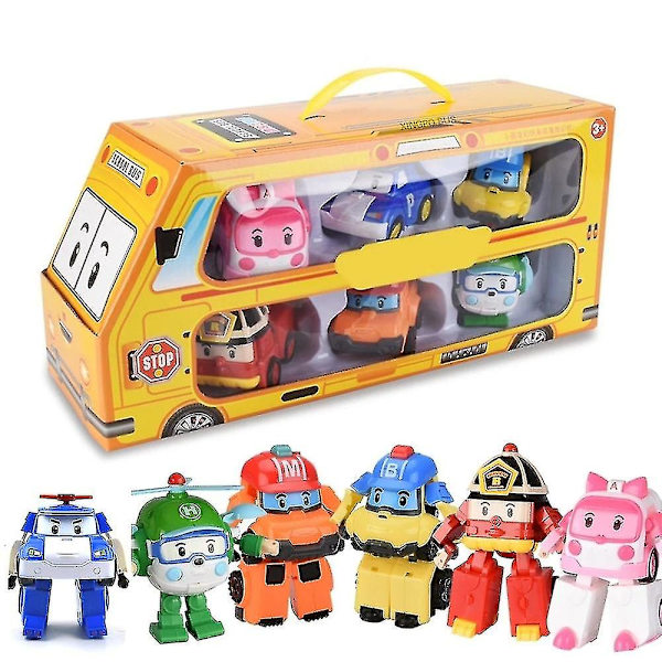 6st/set Transformation Robot Car Model Anime Action Figur 6pcs