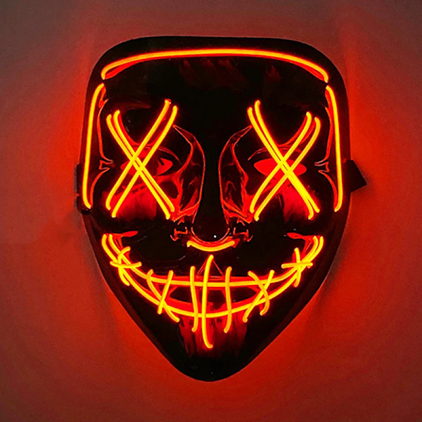 2024 Halloween Trådlös Rave Mask Dekoration Luminous LED Purge Mask Neonljus Glödande För Karneval Mörka Nätter wireless mask 20