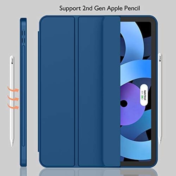 iMieet New iPad Air 5th Generation Case 2022/iPad Air 4th Generation Case 2020 10,9 tum med pennhållare [Support Touch ID och iPad 2nd P Navy Blue