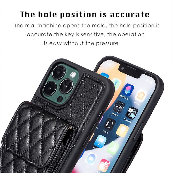 Crossbody case kompatibelt med Iphone 15 Pro Max, Pu-läder stötsäkert cover med Rfid-blockerande korthållare och stöd Black For iPhone 15 Pro Max