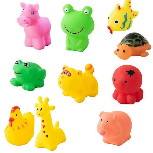 5/10 st/ set Baby Söta Djur Badleksak Simning Vattenleksaker Mjukt Gummi Flytande Kläm Ljud Barn Tvätt Lek Rolig present Badleksaker C 10 PCS A