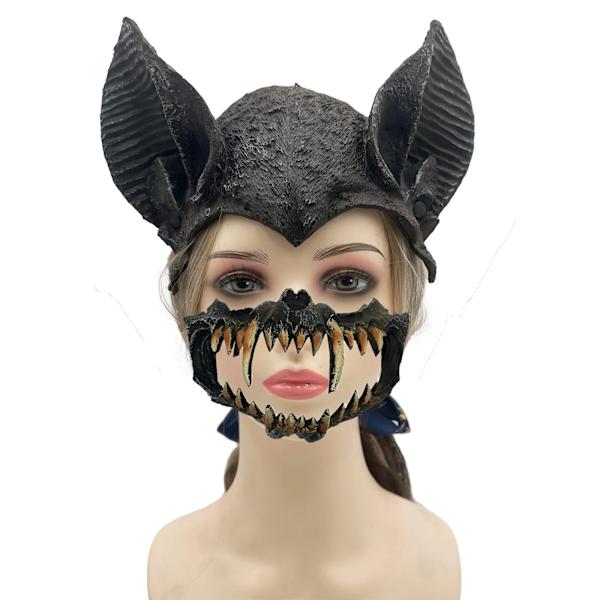 Halloween Bat Set Masker Djurmasker Mardi Gras Party PU Masker kostymtillbehör A