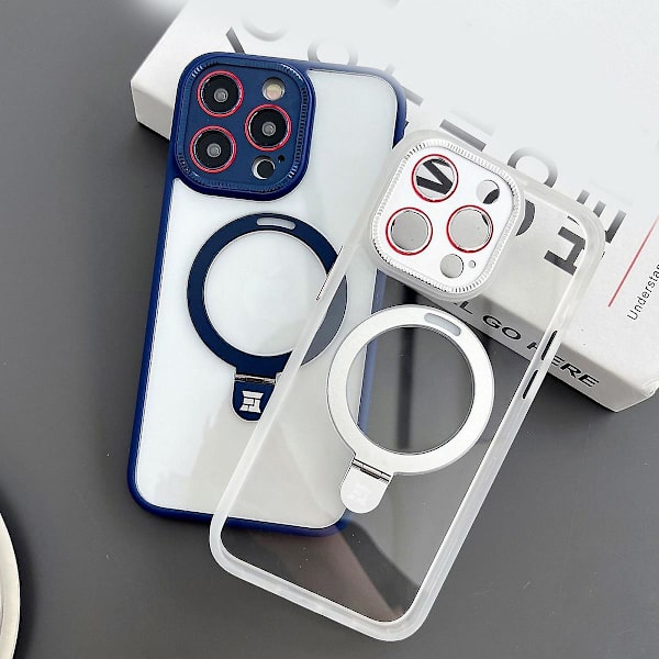Magsafe Clear Case Kompatibel med Iphone 15 Pro Max, Soft Tpu Stötsäkert Slim Cover Med Magnetic Invisible Stand White For iPhone 15 Pro Max