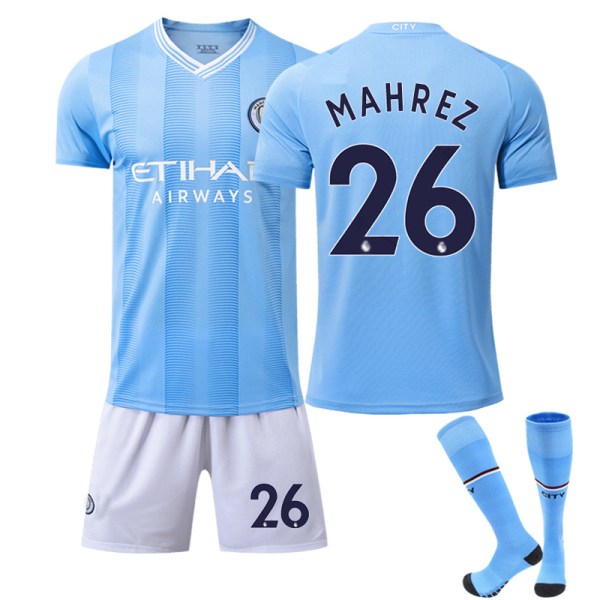 23 Manchester City hemmafotbollsdräkt nr 26 Mahrez tröjset #28