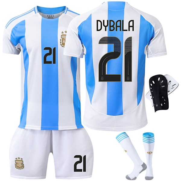 2024 Copa America Argentina hemmatröja för vuxna och barn med kort ärm fotbollströja, storlek 10 Messi träningströja 21 Dibara 24