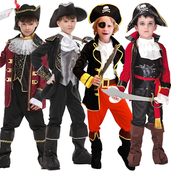 Barn piratdräkter Halloween festkläder pojkar flickor cosplay pirater sjömän kostymdräkt klä ut sig L(1.2m-1.3m) B-0080