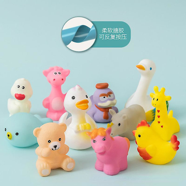 5/10 st/ set Baby Söta Djur Badleksak Simning Vattenleksaker Mjukt Gummi Flytande Kläm Ljud Barn Tvätt Lek Rolig present Badleksaker C 10PCS and dinosaur