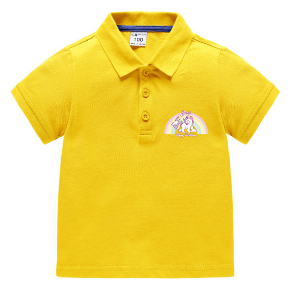 Sommarkläder för barn-POLO tröja halvärm bomull-gul 150cm