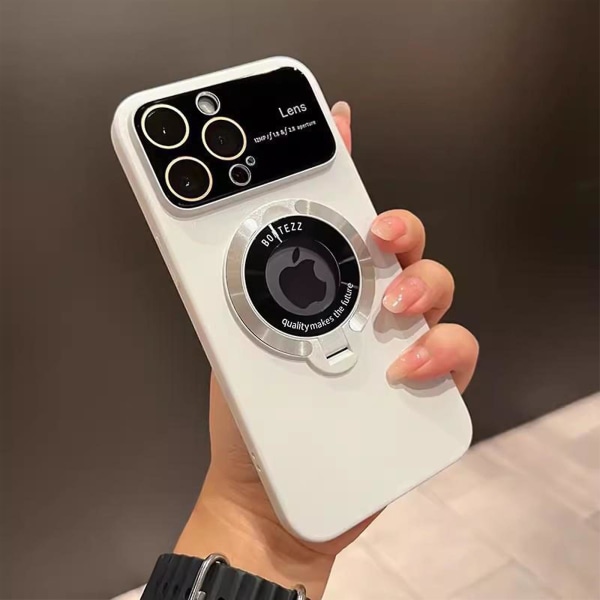 Case kompatibelt med Iphone 15 Pro Max/15 Pro, Matt PC Stort phone case med läckageetikett magnetiskt fäste White For iPhone 15 Pro