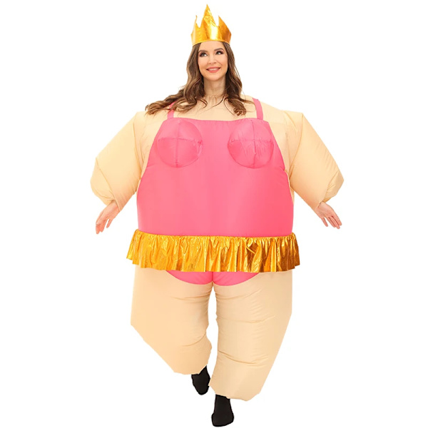 Vuxen Clown Uppblåsbar Dräkt Rolig Balett Uppblåsbar Dräkter för Halloween Purim Fancy Ballerina Cosplay Dräkter för Man Kvinna Fit for 150-195cm 1114 Crown Ballet