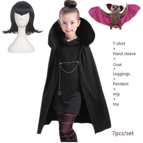 Huamade Jul Halloween Kostymer För Flickor Carnival Hotel Transylvaniaing Mavis Cosplay Tjusiga Kostymer Leksak Vampyr Barn Vuxna Kvinnor sets-wig-toy 120( 5-6Y )