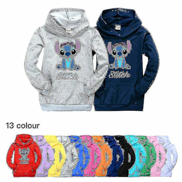 Barn Lilo And Stitch Hoodies Långärmad Sweatshirt Orange 13-14Years