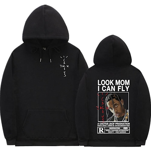 Cactus Jack Hoodie Män Kvinnor Dubbelsidig print Utseende Mamma I Can Fly Travis Scott Hoodies Unisex Hip Hop Streetwear Q02751*black S