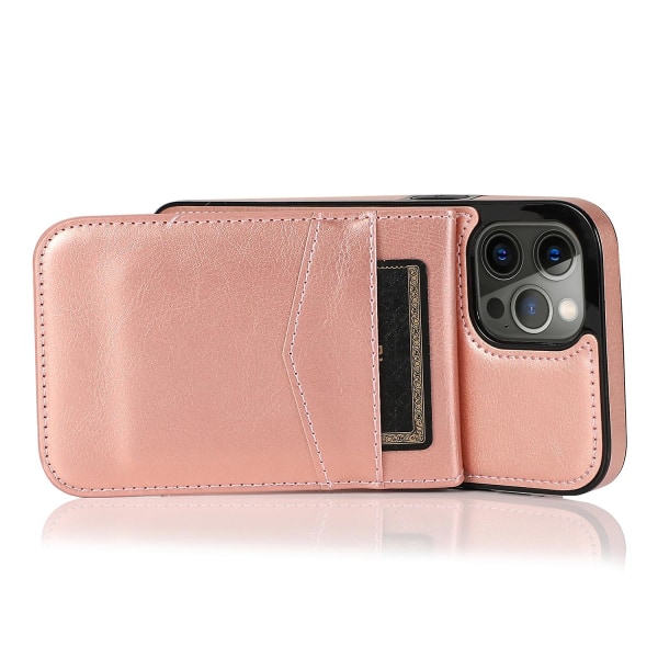 Läderbelagt Tpu- case För Iphone 14 Pro , Korthållare Mobiltelefon Cover Rose Gold