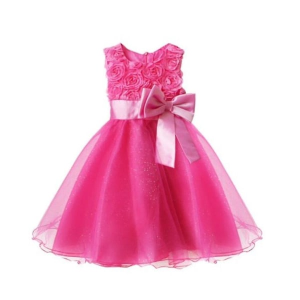 Blomsterflicka Bowknot Tutu Klänning För Barn Baby Prinsessa Bröllop Brudtärna Födelsedagsfest Pageant Dopklänningar 150cm Röd