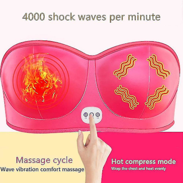 Electric Chest Enlarge Massager Breast Enhancer Booster Heating Breast Stimulator-wtake Red Plug in