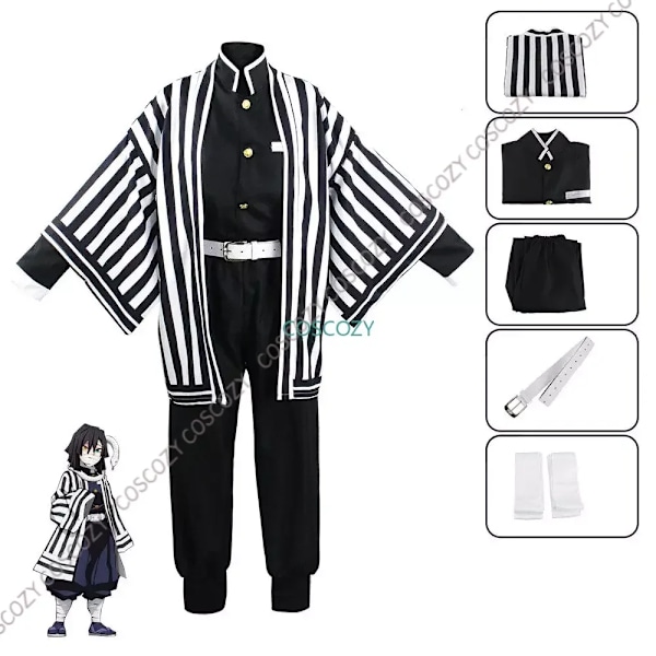 Lila/Svart Iguro Obanai Cosplay Anime Demon Ghost Killer Iguro Obanai Haori Kimono Cosplay Kostym Vit Orm Dockset Kids 110cm A1 and snake doll