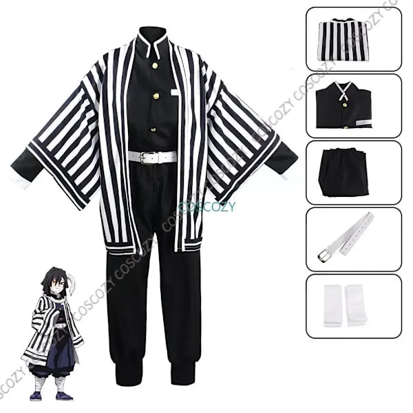 Lila/Svart Iguro Obanai Cosplay Anime Demon Ghost Killer Iguro Obanai Haori Kimono Cosplay Kostym Vit Orm Dockset XXL A2