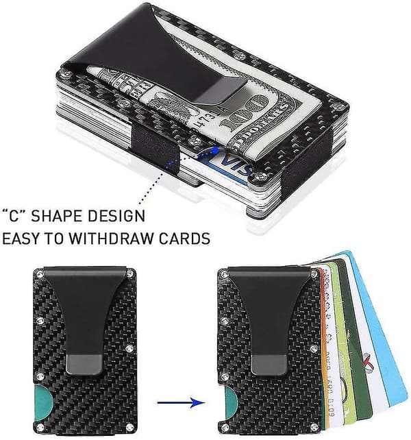 Minimalistisk korthållarplånbok Kolfiberplånbok Rfid Blocking Slimmetal Plånbok null none