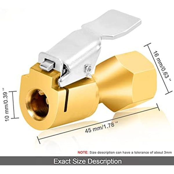 GODESON Ball Foot Air Chuck, 1/4&#34; FNPT Closed Flow däckchuck gjord av mässing, däckluftmunstycke för däckinflatormätare och luftkompressor( Clip+Screw(S)
