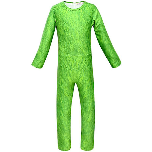 The Grinch Cosplay Kostym Barn Jul Halloween Party Grönt Monster Jumpsuit Mask Scarf Handskar Outfit Xmas Fancy Dress Up Set 10-12 Years