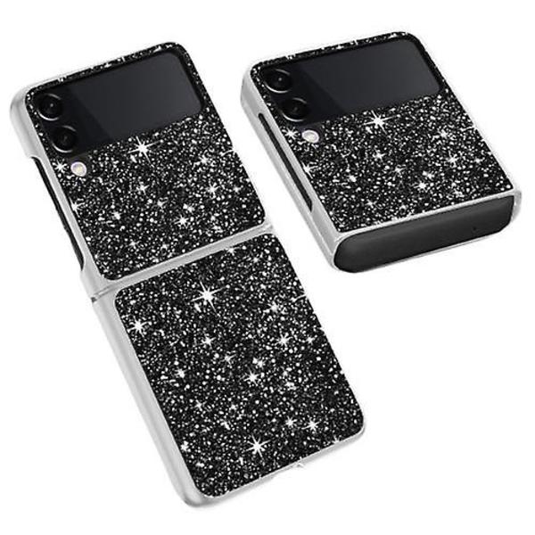 Söt Glitter Bling Stötsäkert case som är kompatibelt med Samsung Galaxy Z Flip 3 Black