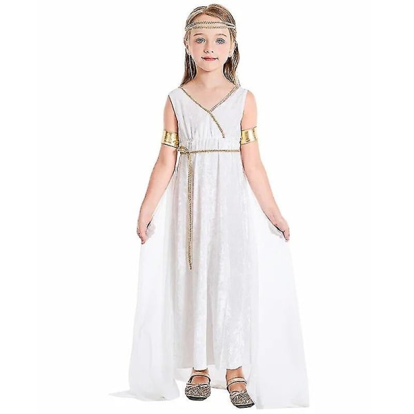 Lady Carnival Forntida grekiska gudinnan Athena Kostym Barn Barn Flickor Romersk Grekisk Toga Robe Cosplay Fancy festklänning Wyelv Girls M