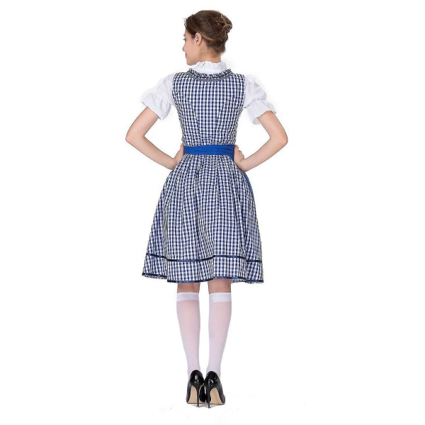 Kvinnors Oktoberfest Dräkt Tysk Dirndl Klänning Kostym Klänning Bayersk Karnevalsfest Blue S