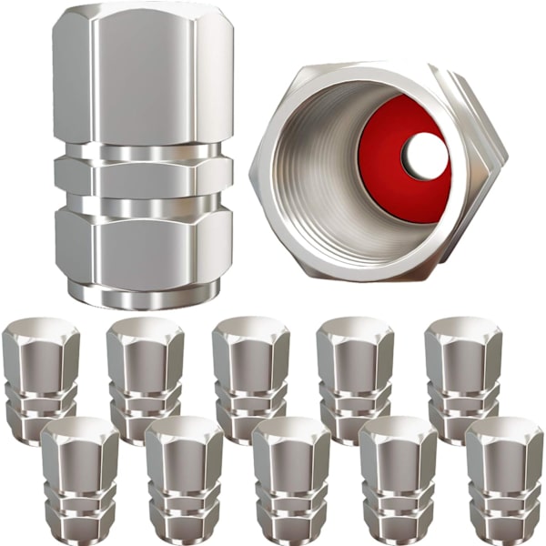 Däckventilkåpor (12-pack) Kraftiga skaftkåpor | Dammtät, med O-gummitätning | Hexagon Design | Utomhus, Allväder, Läcksäker Air Pr