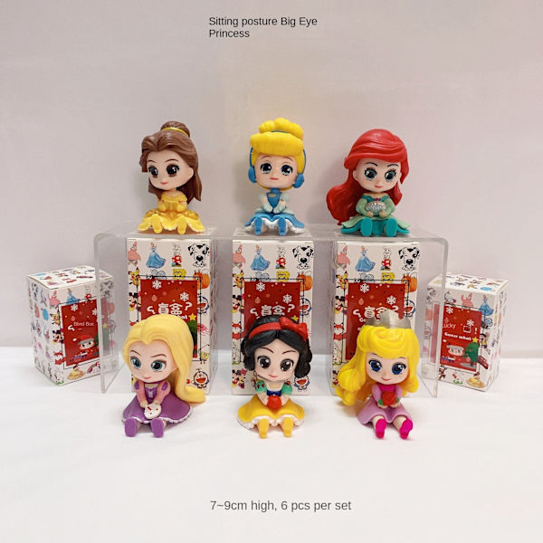En uppsättning av sittande ställning storögd prinsessa animation modell tidvattnet spela blind box