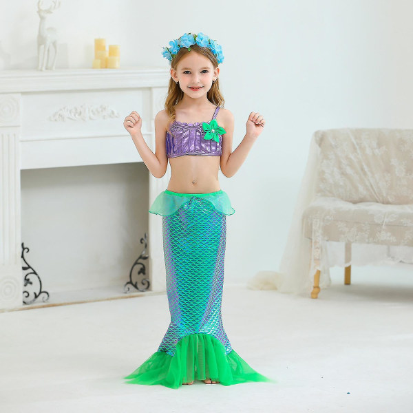 Girls Princess Dress Mermaid Ariel Dress Halloween Carnival Party Cosplay Kostymer B 6T