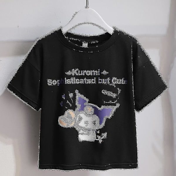 Sanrios Cartoon Kawaii Flickor Vit T-shirt Kostym Kuromi Söt Sommar Kortärmad College Jk Uniform Kjol Barn Fashionabla Kjol Kuromi1 130cm