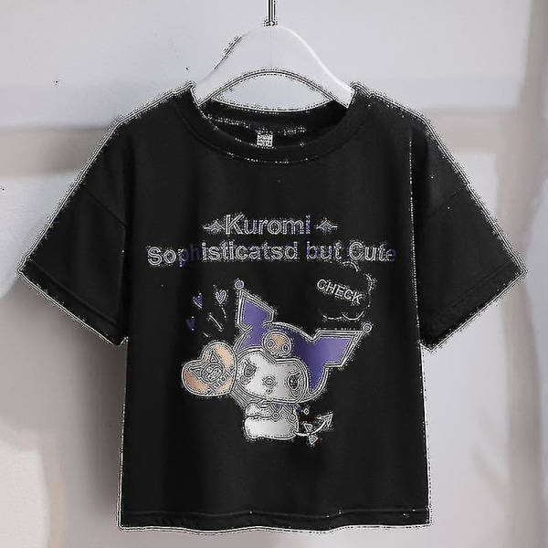 Sanrios Cartoon Kawaii Flickor Vit T-shirt Kostym Kuromi Söt Sommar Kortärmad College Jk Uniform Kjol Barn Fashionabla Kjol Kuromi4 150cm