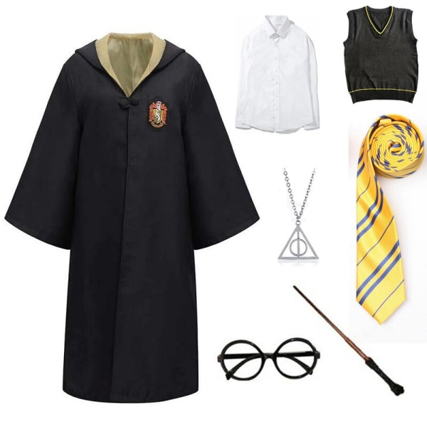 Harry Potter magiska dräkt Hufflepuff 7-delad set (halsband) Barn 145
