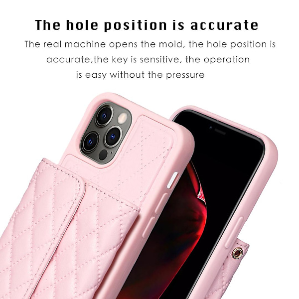 Bf23-stil för Iphone 12/12 Pro -kortplatser Cover Pu-läderbelagd Tpu Kickstand- case Pink