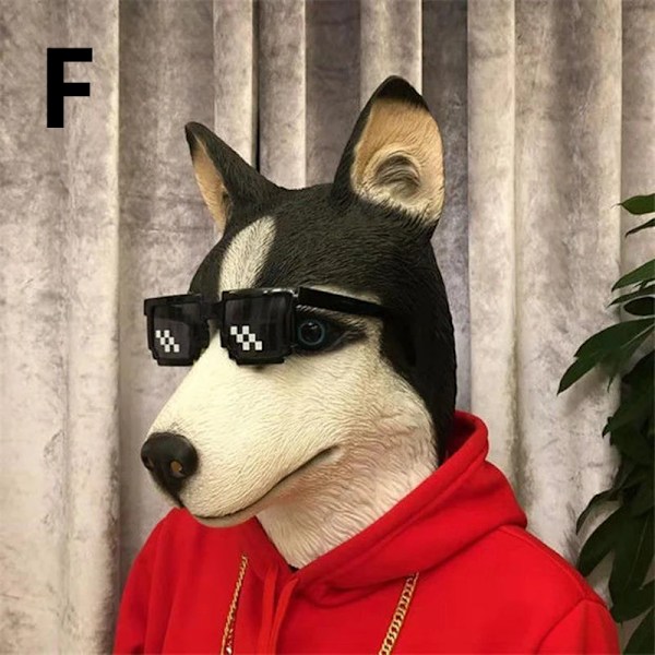 Rolig Lubber Latex Djurhuvudmask Apa Schimpans Hund Huvudmask Halloweenfest Kostym Maskerad Klä Upp Cosplay Type E