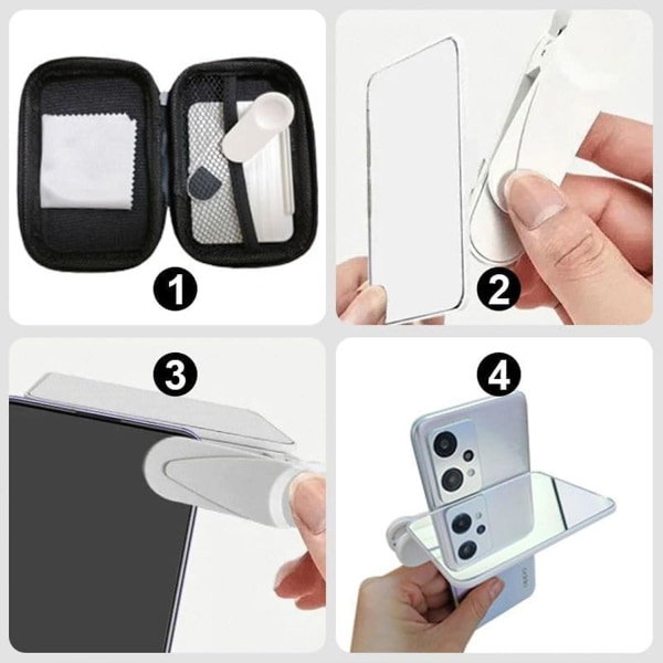 Smartphone Camera Mirror Reflection Clip Kit, Mobiltelefon Reflection Camera Clip Selfie Reflector, Mobile Phone Shooting Supplies White - with remote