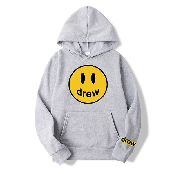 Drew Smiling Face Tröja Herr Samma modell Justin Bieber Same Street Par Klänning Hoodie light grey XXXL