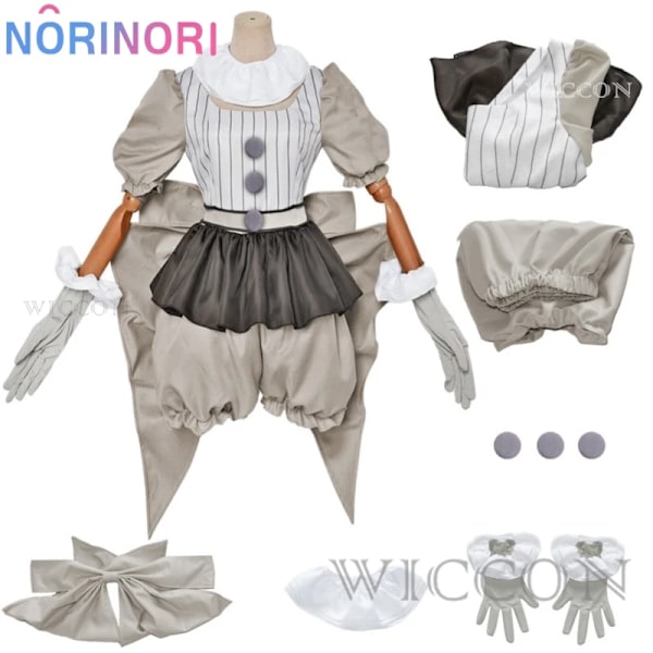 Film Clown Pennywise Cosplay Kostym Genderswap Halloween Skräck Lolita Klänning Upp Kvinnor Fantasy Klänning Karneval Fest Full Set 35 CostumeA