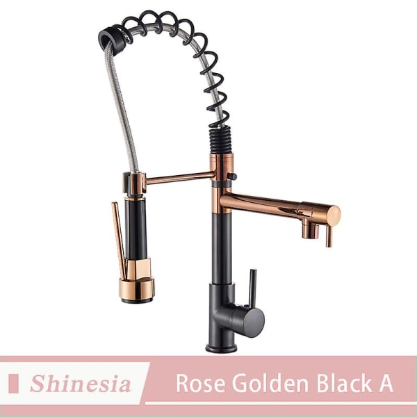 Shinesia Chrome Färdig Utdragbar Fjäder Köksblandare Vridbar pip Kärl Diskbänk Blandare Varmt och kallt C China Chrome B